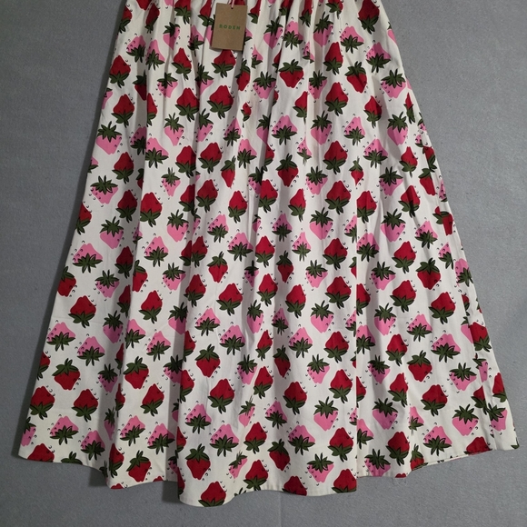 NWT Boden Womens Layla Cotton Sateen Ivory Strawberry Pop Skirt Size 6 - Picture 7 of 10